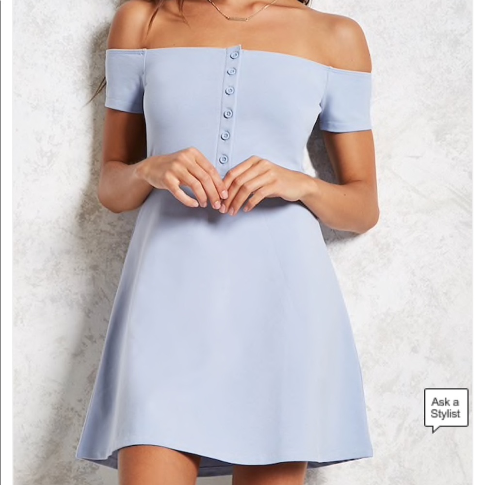 Off the shoulder periwinkle dress from Forever 21